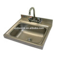 Stainless Steel Hand Wash Sink with tap holes, Splash Mounted NSF Commercial Hand Wash Sink for Catering